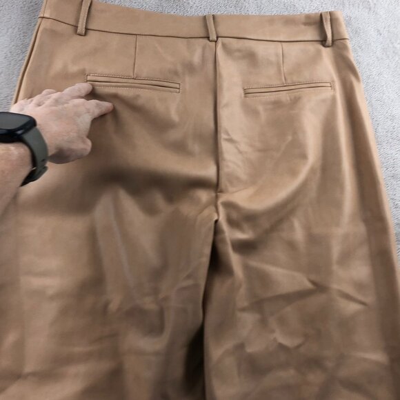 7 For All Mankind Womens Pants Large Faux Leather Wide-Leg Trousers Tan Preppy - Picture 10 of 12